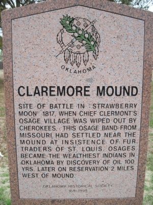 Claremore Mound Marker image. Click for full size.
