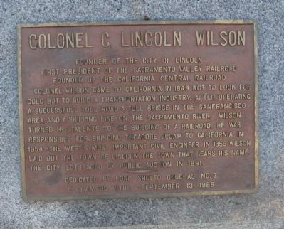 Colonel C. Lincoln Wilson Marker image. Click for full size.
