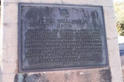 Fort Huachuca Marker. Click for full size. Fort Huachuca Marker image. Click for full size.