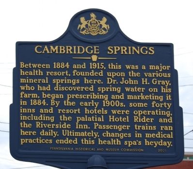 Cambridge Springs Marker. Click for full size. Cambridge Springs Marker image. Click for full size.