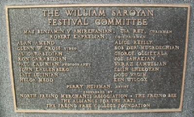 William Saroyan Festival Committee image. Click for full size.
