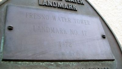 The Fresno Water Tower AWWA Marker Detail image. Click for full size.