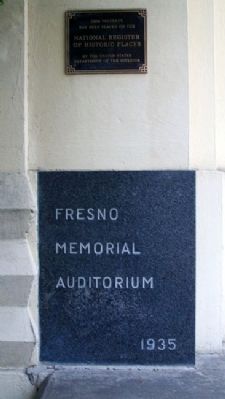Fresno Memorial Auditorium NRHP Marker. Click for full size. Fresno Memorial Auditorium NRHP Marker image. Click for full size.