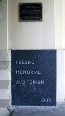 Fresno Memorial Auditorium NRHP Marker image. Click for full size.