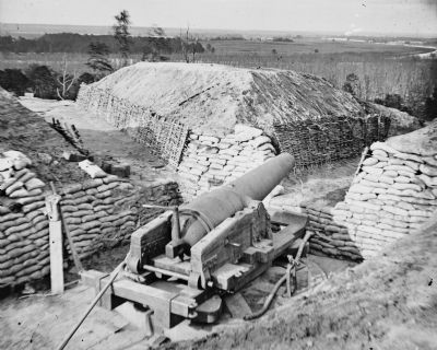 Dutch Gap Canal, James River, Virginia. Confederate battery image. Click for full size.