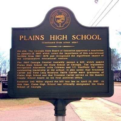 Plains High School Marker, Side 2 image. Click for full size.