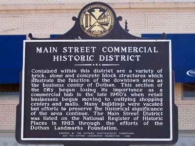 Main Street Commercial Historic District Marker Reverse image. Click for full size.