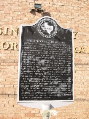 Bachelor Girl's Library Club Marker. Click for full size. Bachelor Girl's Library Club Marker image. Click for full size.