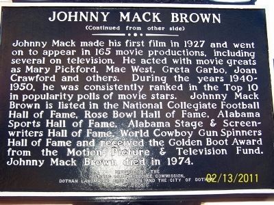 Johnny Mack Brown Marker, back image. Click for full size.