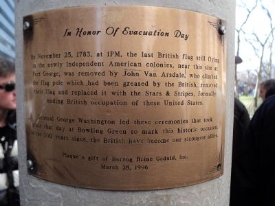 In Honor of Evacuation Day Marker image. Click for full size.