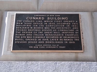 Cunard Building Marker image. Click for full size.