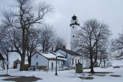 Pointe Aux Barques Lighthouse and Marker image. Click for full size.