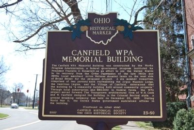 Canfield WPA Memorial Building Marker image. Click for full size.