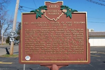 The Independent Order of Odd Fellows Canfield Lodge No. 155 Marker image. Click for full size.