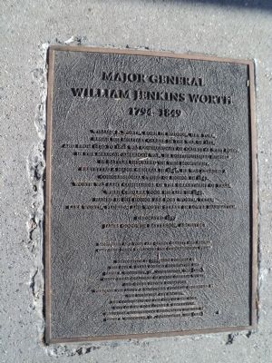 Major General William Jenkins Worth Marker image. Click for full size.
