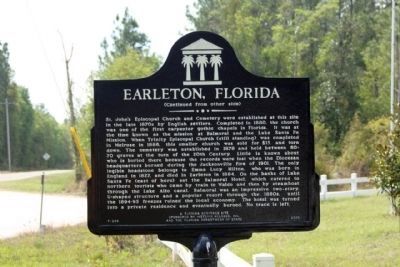 Earleton, Florida Marker, reverse side image. Click for full size.