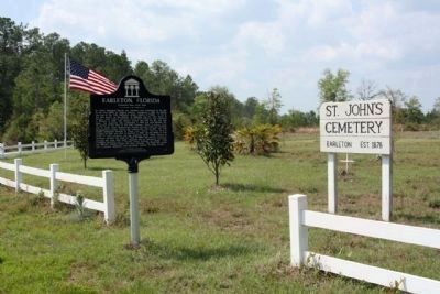 Earleton, Florida Marker with the St. John's Cemetery, as mentioned image. Click for full size.