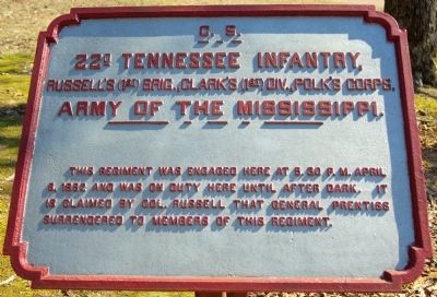 22nd Tennessee Infantry Marker image. Click for full size.
