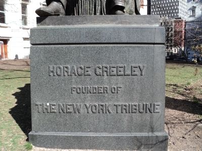Horace Greeley Statue Inscription image. Click for full size.