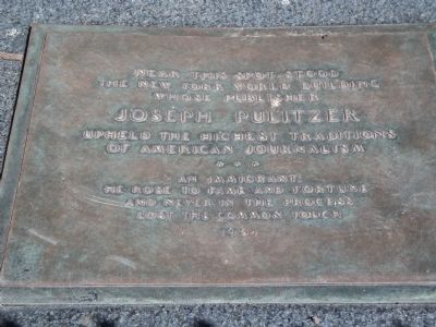 Joseph Pulitizer Marker. Click for full size. Joseph Pulitizer Marker image. Click for full size.
