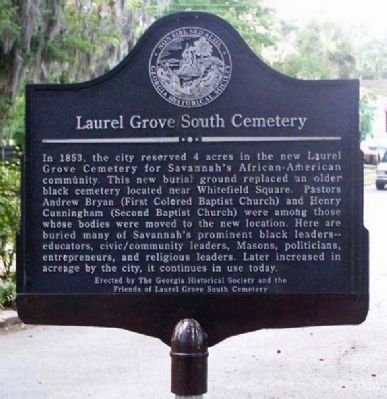 Laurel Grove South Cemetery Marker image. Click for full size.