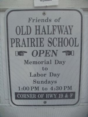 Sign on Front Door of Old Halfway Prairie School image. Click for full size.