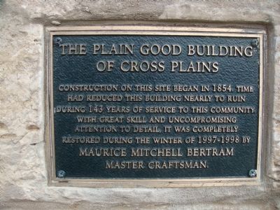 The Plain Good Building of Cross Plains Marker image. Click for full size.
