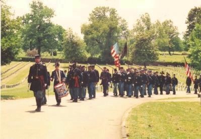 Civil War re-enactors on parade at Alexandria National Cemetery image. Click for full size.