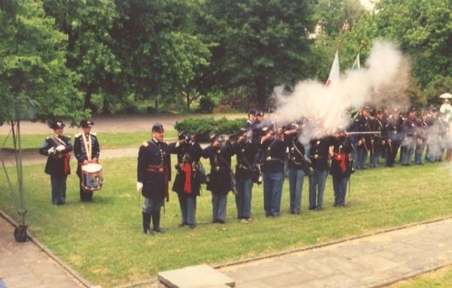 USCT re-enactors firing a salute in honor of Black. Click for full size. USCT re-enactors firing a salute in honor of Black image. Click for full size.