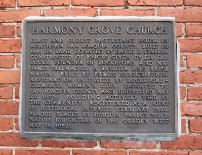 Harmony Grove Church Marker. Click for full size. Harmony Grove Church Marker image. Click for full size.