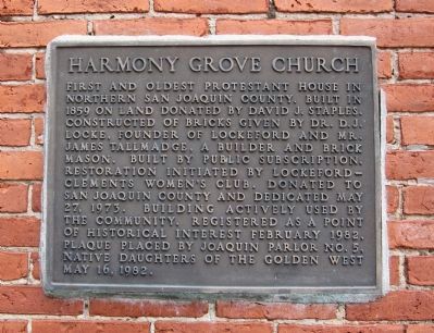 Harmony Grove Church Marker image. Click for full size.
