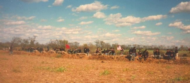 Union Army trench line, constructed for the 1996 battle re-enactment outside Nashville. Click for full size. Union Army trench line, constructed for the 1996 battle re-enactment outside Nashville image. Click for full size.