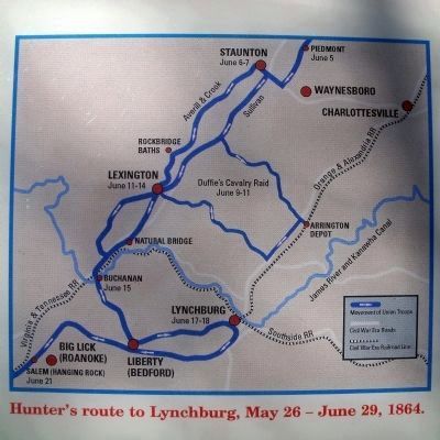 Hunter's route to Lynchburg, May 26 - June 29, 1864 image. Click for full size.