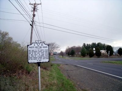 Page's Meeting House Marker (facing north) image. Click for full size.