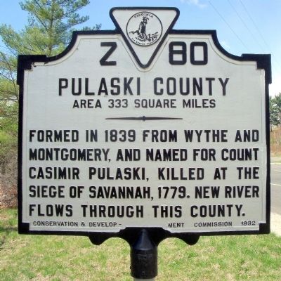 Pulaski County Marker (reverse). Click for full size. Pulaski County Marker (reverse) image. Click for full size.