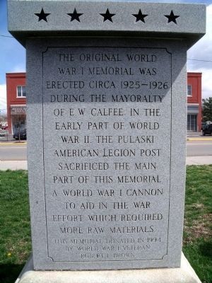 World War I Memorial Marker. Click for full size. World War I Memorial Marker image. Click for full size.