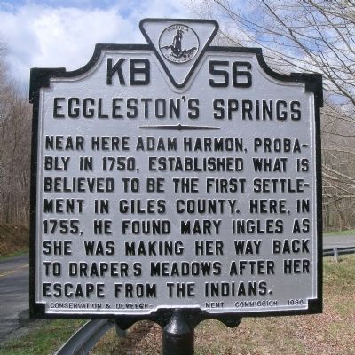 Eggleston's Springs Marker. Click for full size. Eggleston's Springs Marker image. Click for full size.