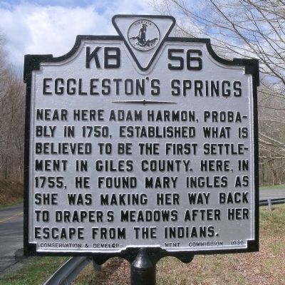 Eggleston's Springs Marker image. Click for full size.
