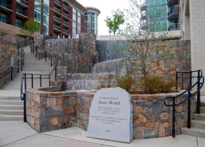 Buck Mickel Marker -<br>River Place Falls in Background image. Click for full size.