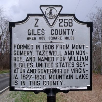Giles County Marker (obverse) image. Click for full size.