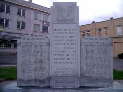 Montgomery County War Memorial (front). Click for full size. Montgomery County War Memorial (front) image. Click for full size.
