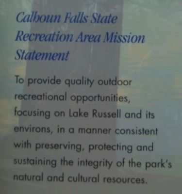 Welcome to Calhoun Falls State Recreation Area Marker -<br>Calhoun Falls Service Mission image. Click for full size.