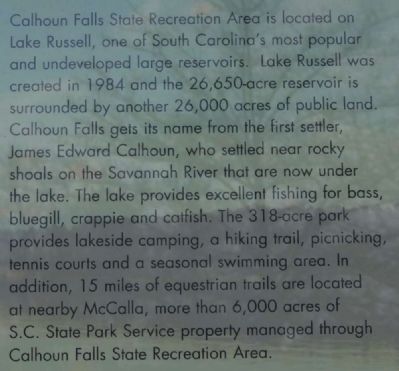 Welcome to Calhoun Falls State Recreation Area Marker image. Click for full size.