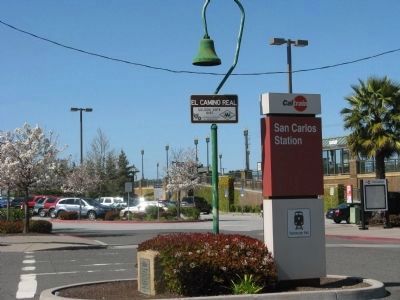San Carlos Depot Marker and El Camino Real Bell. Click for full size. San Carlos Depot Marker and El Camino Real Bell image. Click for full size.