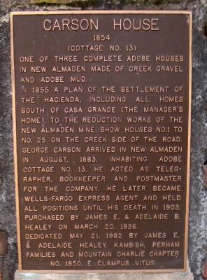 Carson House Marker. Click for full size. Carson House Marker image. Click for full size.