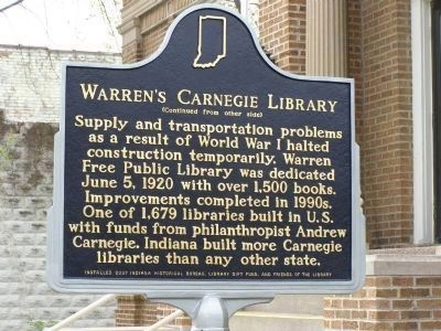 Warren's Carnegie Library Marker - Side B. Click for full size. Warren's Carnegie Library Marker - Side B image. Click for full size.