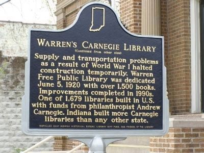Warren's Carnegie Library Marker - Side B image. Click for full size.