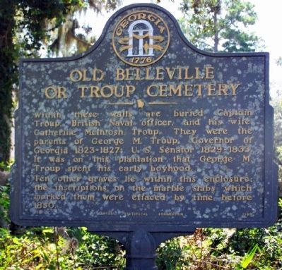 Old Belleville or Troup Cemetery Marker image. Click for full size.