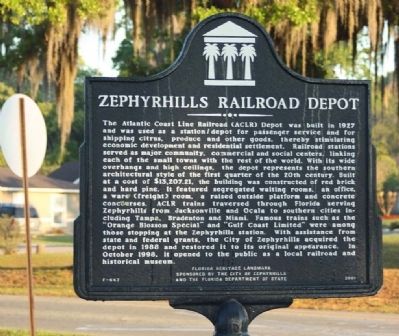 Zephyrhills Railroad Depot Marker image. Click for full size.