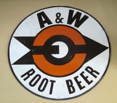 Vintage A&W Root Beer advertising sign image. Click for full size.